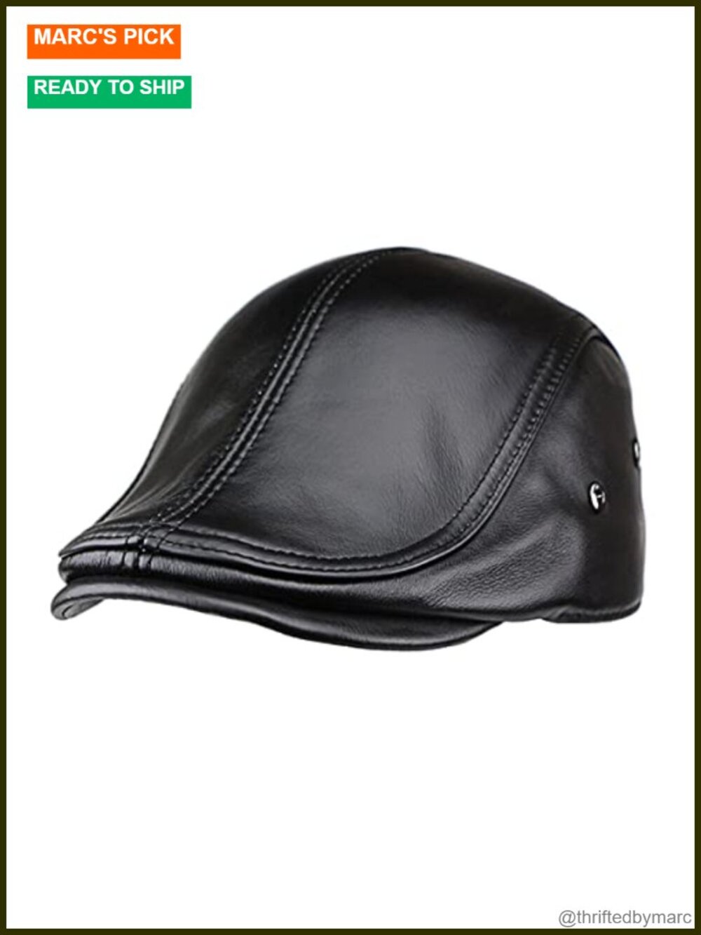 Genuine Leather Newsboy Cap Adjustable Driving Hunting Fishing Hat for Men